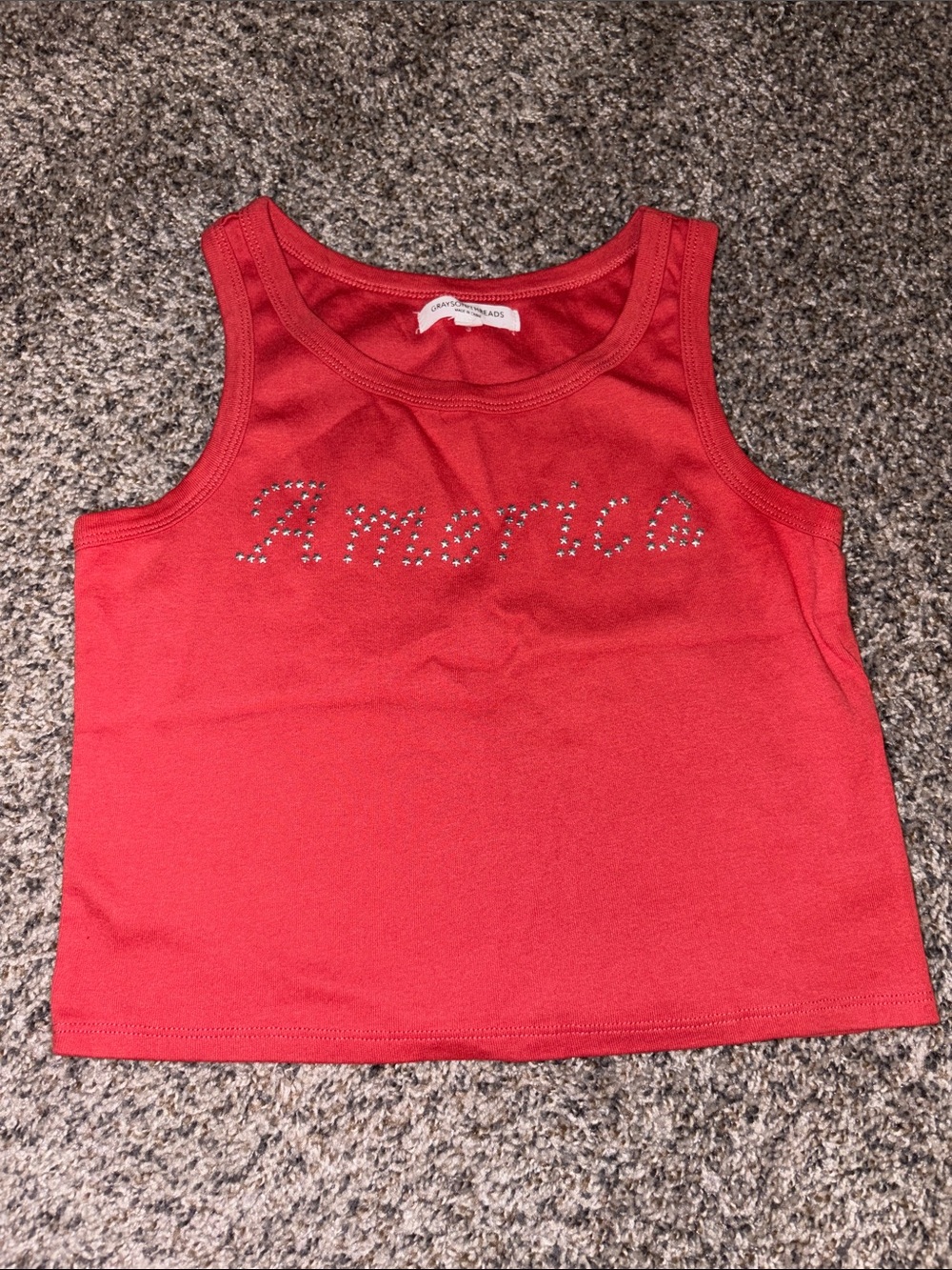 Grayson Threads Red Tank Top with Studded "America" Script